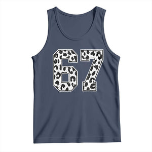 67 Jersey Number Tank Top Funny Six Seven Meme Y2k Leopard Number TS10 Navy Print Your Wear