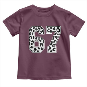 67 Jersey Number Toddler T Shirt Funny Six Seven Meme Y2k Leopard Number TS10 Maroon Print Your Wear