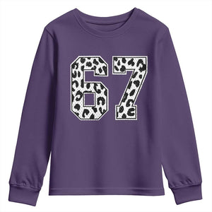 67 Jersey Number Youth Sweatshirt Funny Six Seven Meme Y2k Leopard Number TS10 Purple Print Your Wear