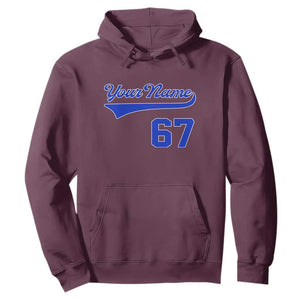 Personalized 67 Jersey Number Hoodie Custom Name Numbered Uniform Sports Team 67th Birthday TS10 Maroon Print Your Wear