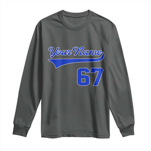 Personalized 67 Jersey Number Long Sleeve Shirt Custom Name Numbered Uniform Sports Team 67th Birthday TS10 Dark Heather Print Your Wear