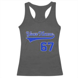 Personalized 67 Jersey Number Racerback Tank Top Custom Name Numbered Uniform Sports Team 67th Birthday TS10 Dark Heather Print Your Wear