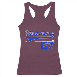 Personalized 67 Jersey Number Racerback Tank Top Custom Name Numbered Uniform Sports Team 67th Birthday TS10 Maroon Print Your Wear