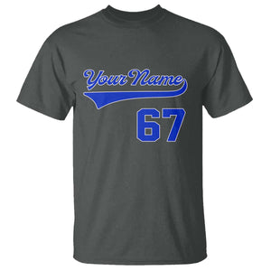 Personalized 67 Jersey Number T Shirt Custom Name Numbered Uniform Sports Team 67th Birthday TS10 Dark Heather Print Your Wear