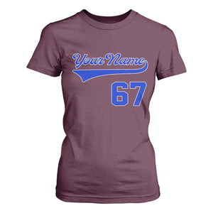 Personalized 67 Jersey Number T Shirt For Women Custom Name Numbered Uniform Sports Team 67th Birthday TS10 Maroon Print Your Wear