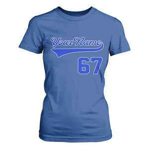 Personalized 67 Jersey Number T Shirt For Women Custom Name Numbered Uniform Sports Team 67th Birthday TS10 Royal Blue Print Your Wear