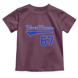 Personalized 67 Jersey Number Toddler T Shirt Custom Name Numbered Uniform Sports Team 67th Birthday TS10 Maroon Print Your Wear