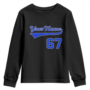 Personalized 67 Jersey Number Youth Sweatshirt Custom Name Numbered Uniform Sports Team 67th Birthday TS10 Black Print Your Wear