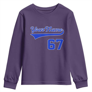 Personalized 67 Jersey Number Youth Sweatshirt Custom Name Numbered Uniform Sports Team 67th Birthday TS10 Purple Print Your Wear