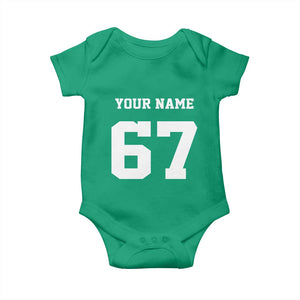 Personalized 67 Jersey Number Baby Onesie Custom Name Varsity Sports 67th Birthday TS10 Irish Green Print Your Wear