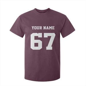 Personalized 67 Jersey Number T Shirt For Kid Custom Name Varsity Sports 67th Birthday TS10 Maroon Print Your Wear