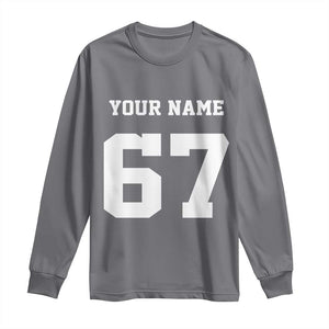 Personalized 67 Jersey Number Long Sleeve Shirt Custom Name Varsity Sports 67th Birthday TS10 Charcoal Print Your Wear