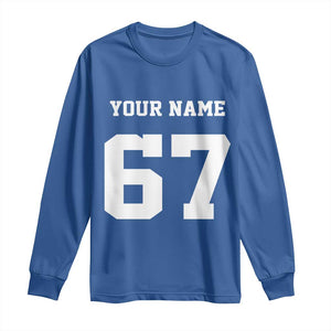 Personalized 67 Jersey Number Long Sleeve Shirt Custom Name Varsity Sports 67th Birthday TS10 Royal Blue Print Your Wear