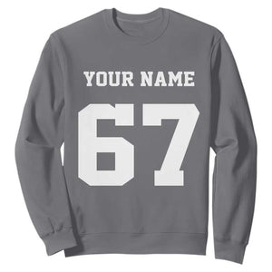 Personalized 67 Jersey Number Sweatshirt Custom Name Varsity Sports 67th Birthday TS10 Charcoal Print Your Wear