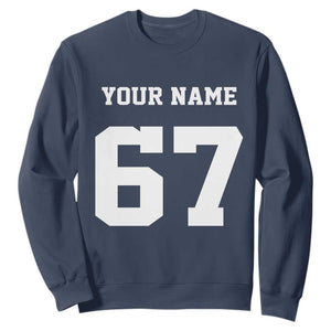 Personalized 67 Jersey Number Sweatshirt Custom Name Varsity Sports 67th Birthday TS10 Navy Print Your Wear