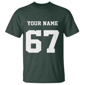 Personalized 67 Jersey Number T Shirt Custom Name Varsity Sports 67th Birthday TS10 Dark Forest Green Print Your Wear