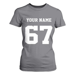 Personalized 67 Jersey Number T Shirt For Women Custom Name Varsity Sports 67th Birthday TS10 Charcoal Print Your Wear