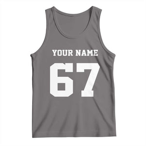 Personalized 67 Jersey Number Tank Top Custom Name Varsity Sports 67th Birthday TS10 Deep Heather Print Your Wear