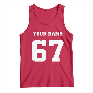 Personalized 67 Jersey Number Tank Top Custom Name Varsity Sports 67th Birthday TS10 Red Print Your Wear
