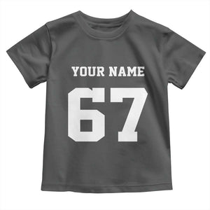 Personalized 67 Jersey Number Toddler T Shirt Custom Name Varsity Sports 67th Birthday TS10 Dark Heather Print Your Wear
