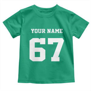 Personalized 67 Jersey Number Toddler T Shirt Custom Name Varsity Sports 67th Birthday TS10 Irish Green Print Your Wear
