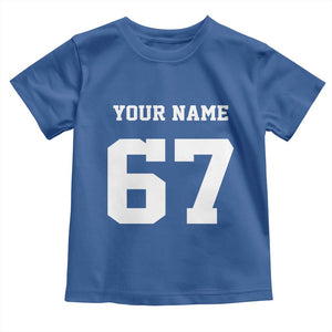Personalized 67 Jersey Number Toddler T Shirt Custom Name Varsity Sports 67th Birthday TS10 Royal Blue Print Your Wear