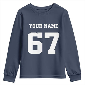 Personalized 67 Jersey Number Youth Sweatshirt Custom Name Varsity Sports 67th Birthday TS10 Navy Print Your Wear