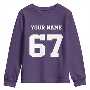 Personalized 67 Jersey Number Youth Sweatshirt Custom Name Varsity Sports 67th Birthday TS10 Purple Print Your Wear