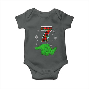 Number 7 Matching 67 Christmas Baby Onesie Red Plaid Xmas Pajamas Holiday Gen Alpha Slang Meme TS10 Dark Heather Print Your Wear