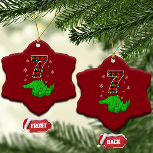 Number 7 Matching 67 Christmas Ceramic Ornament Red Plaid Xmas Pajamas Holiday Gen Alpha Slang Meme TS10 Print Your Wear