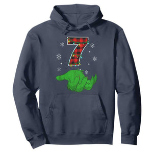Number 7 Matching 67 Christmas Hoodie Red Plaid Xmas Pajamas Holiday Gen Alpha Slang Meme TS10 Navy Print Your Wear