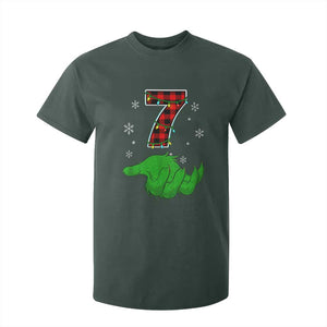 Number 7 Matching 67 Christmas T Shirt For Kid Red Plaid Xmas Pajamas Holiday Gen Alpha Slang Meme TS10 Dark Forest Green Print Your Wear