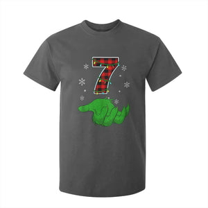 Number 7 Matching 67 Christmas T Shirt For Kid Red Plaid Xmas Pajamas Holiday Gen Alpha Slang Meme TS10 Dark Heather Print Your Wear