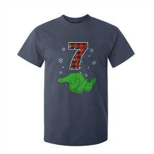 Number 7 Matching 67 Christmas T Shirt For Kid Red Plaid Xmas Pajamas Holiday Gen Alpha Slang Meme TS10 Navy Print Your Wear