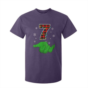 Number 7 Matching 67 Christmas T Shirt For Kid Red Plaid Xmas Pajamas Holiday Gen Alpha Slang Meme TS10 Purple Print Your Wear