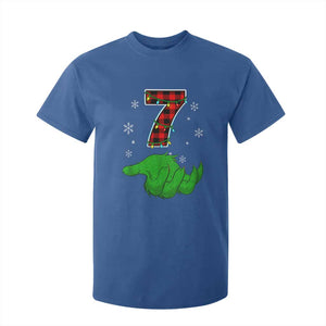 Number 7 Matching 67 Christmas T Shirt For Kid Red Plaid Xmas Pajamas Holiday Gen Alpha Slang Meme TS10 Royal Blue Print Your Wear