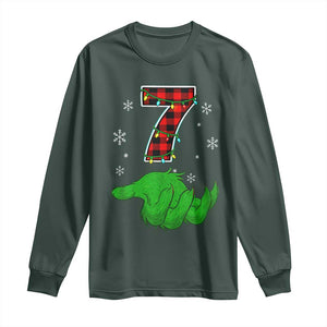 Number 7 Matching 67 Christmas Long Sleeve Shirt Red Plaid Xmas Pajamas Holiday Gen Alpha Slang Meme TS10 Dark Forest Green Print Your Wear