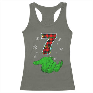 Number 7 Matching 67 Christmas Racerback Tank Top Red Plaid Xmas Pajamas Holiday Gen Alpha Slang Meme TS10 Military Green Print Your Wear