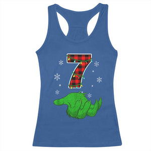 Number 7 Matching 67 Christmas Racerback Tank Top Red Plaid Xmas Pajamas Holiday Gen Alpha Slang Meme TS10 Royal Blue Print Your Wear