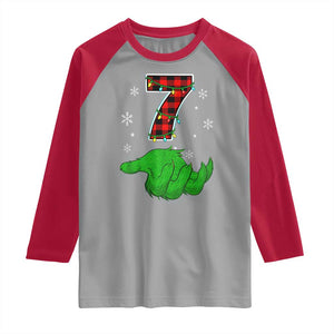 Number 7 Matching 67 Christmas Raglan Shirt Red Plaid Xmas Pajamas Holiday Gen Alpha Slang Meme TS10 Sport Gray Red Print Your Wear