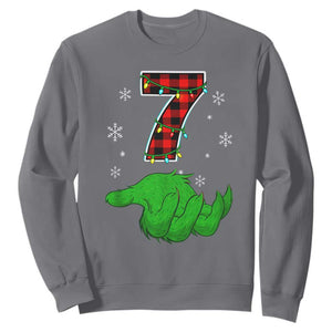 Number 7 Matching 67 Christmas Sweatshirt Red Plaid Xmas Pajamas Holiday Gen Alpha Slang Meme TS10 Charcoal Print Your Wear