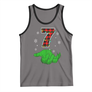 Number 7 Matching 67 Christmas Tank Top Red Plaid Xmas Pajamas Holiday Gen Alpha Slang Meme TS10 Deep Heather Black Print Your Wear