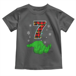 Number 7 Matching 67 Christmas Toddler T Shirt Red Plaid Xmas Pajamas Holiday Gen Alpha Slang Meme TS10 Dark Heather Print Your Wear