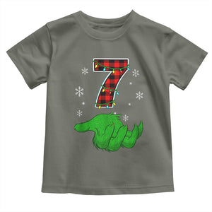 Number 7 Matching 67 Christmas Toddler T Shirt Red Plaid Xmas Pajamas Holiday Gen Alpha Slang Meme TS10 Military Green Print Your Wear