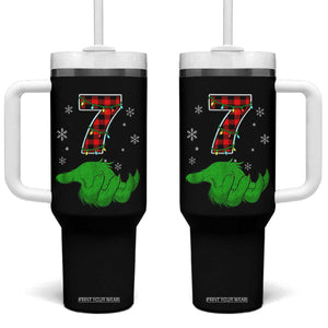 Number 7 Matching 67 Christmas Tumbler With Handle Red Plaid Xmas Pajamas Holiday Gen Alpha Slang Meme TS10 One Size: 40 oz Black Print Your Wear