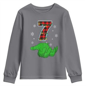 Number 7 Matching 67 Christmas Youth Sweatshirt Red Plaid Xmas Pajamas Holiday Gen Alpha Slang Meme TS10 Charcoal Print Your Wear