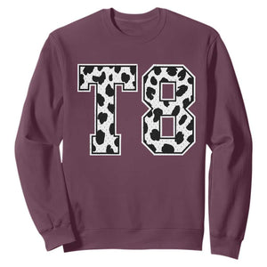 T8 Jersey Number Sweatshirt Y2k Leopard Number Concert Inspired Outfit Varsity Sports TS10 Maroon Print Your Wear