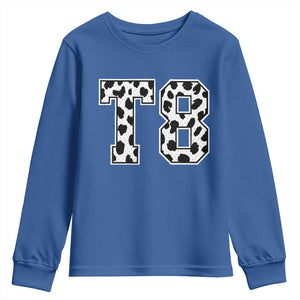 T8 Jersey Number Youth Sweatshirt Y2k Leopard Number Concert Inspired Outfit Varsity Sports TS10 Royal Blue Print Your Wear