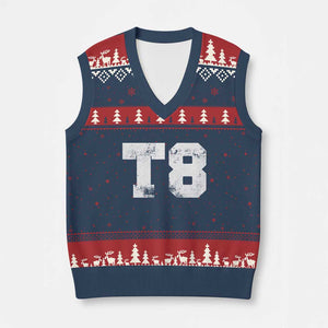T8 Jersey V-Neck Knit Sweater Vest Concert Inspired Outfit Varsity Sports TS10 Navy Red Print Your Wear