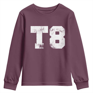 T8 Jersey Youth Sweatshirt Concert Inspired Outfit Varsity Sports TS10 Maroon Print Your Wear